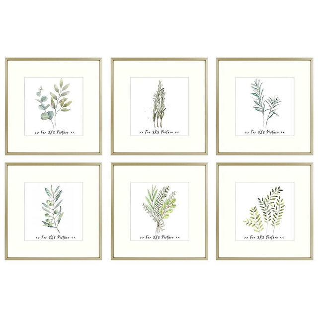 Golden State Art, 12x12 Picture Frame Gold, Square Frames for Picture 8x8 with Mat or 12x12 whitout Aluminum Photo Frame with Real Glass for Wall Mounting (Pack of 6)