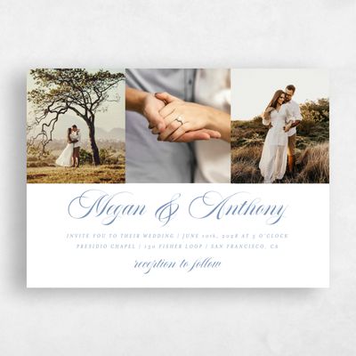 Denim Blue Wedding Invitation - Jessenia Multiphoto