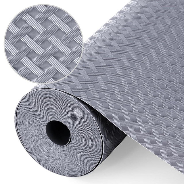 Origuuds Shelf Liners, Non-Adhesive Drawer Liner, Waterproof & Oil-Proof Kitchen Cabinet Cupboard Liner Plastic EVA Material BPA Free Fridge Liner Mats Paper Protector for Shelves (Grey/12in x 120in)