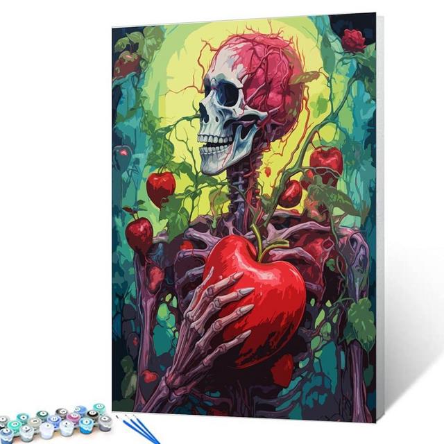 Green Vines DIY Oil Painting Paint by Number Kit for Adults Oil Acrylic Pigment Arts Crafts Pictures Wall Decor Sugar Skull DIY Painting Kits Paint by Numbers Home WallGifts16x20Inch DIY Frame