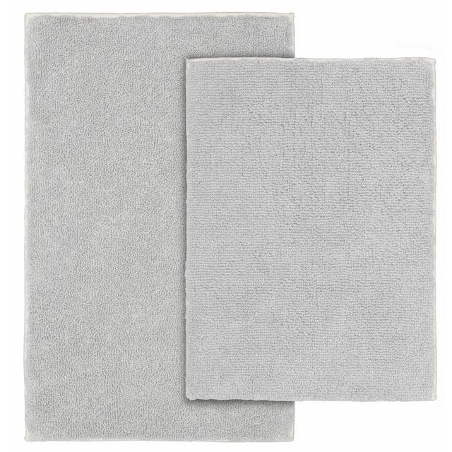 2pc Queen Cotton Washable Bath Rug Set Platinum Gray - Garland Rug