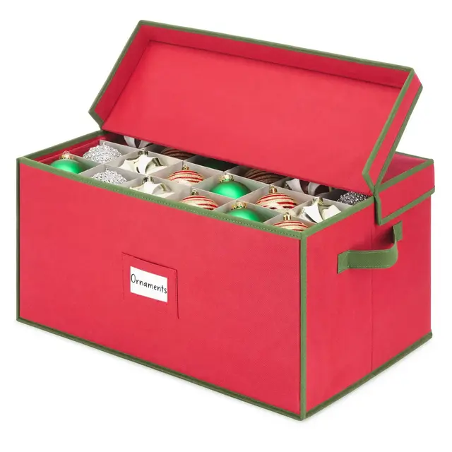 Whitmor Christmas Ornament and Decor Holder: Red Polypropylene Utility Storage Bin, 1.62 Volume Capacity, 20" Width