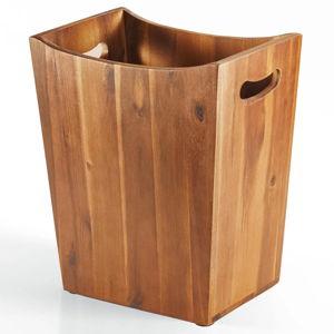 2 Gallon Solid Acacia Wood Open Waste Basket – Small Trash Can, Decorative Bathroom Trash Can, Waste Basket for Bedroom, Office Garbage Can, Wood Bathroom Accessories, Boho Bedroom Decor - Brown Wood, 11.75" H x 6.75" W x 9.75" D