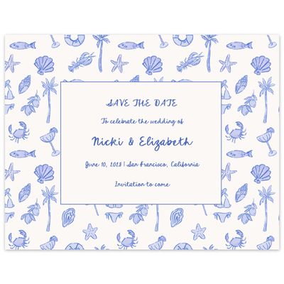Blue Nautical Wedding Digital Save the Date - Tenger Landscape