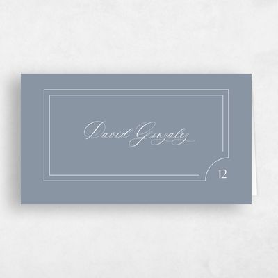 Dusty Blue Wedding Place Card - Lynx