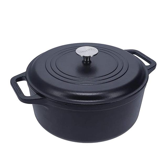 Victoria Cast Iron Large Dutch Oven with Lid and Dual Handles. 6 Quart Pot Seasoned with 100% Kosher Certified Non-GMO Flaxseed Oil