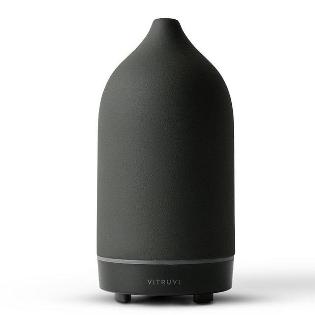 Vitruvi Stone Diffuser, Hand-Crafted Ultrasonic Essential oil Diffuser for Aromatherapy, Ceramic, Black, 100ml Capacity