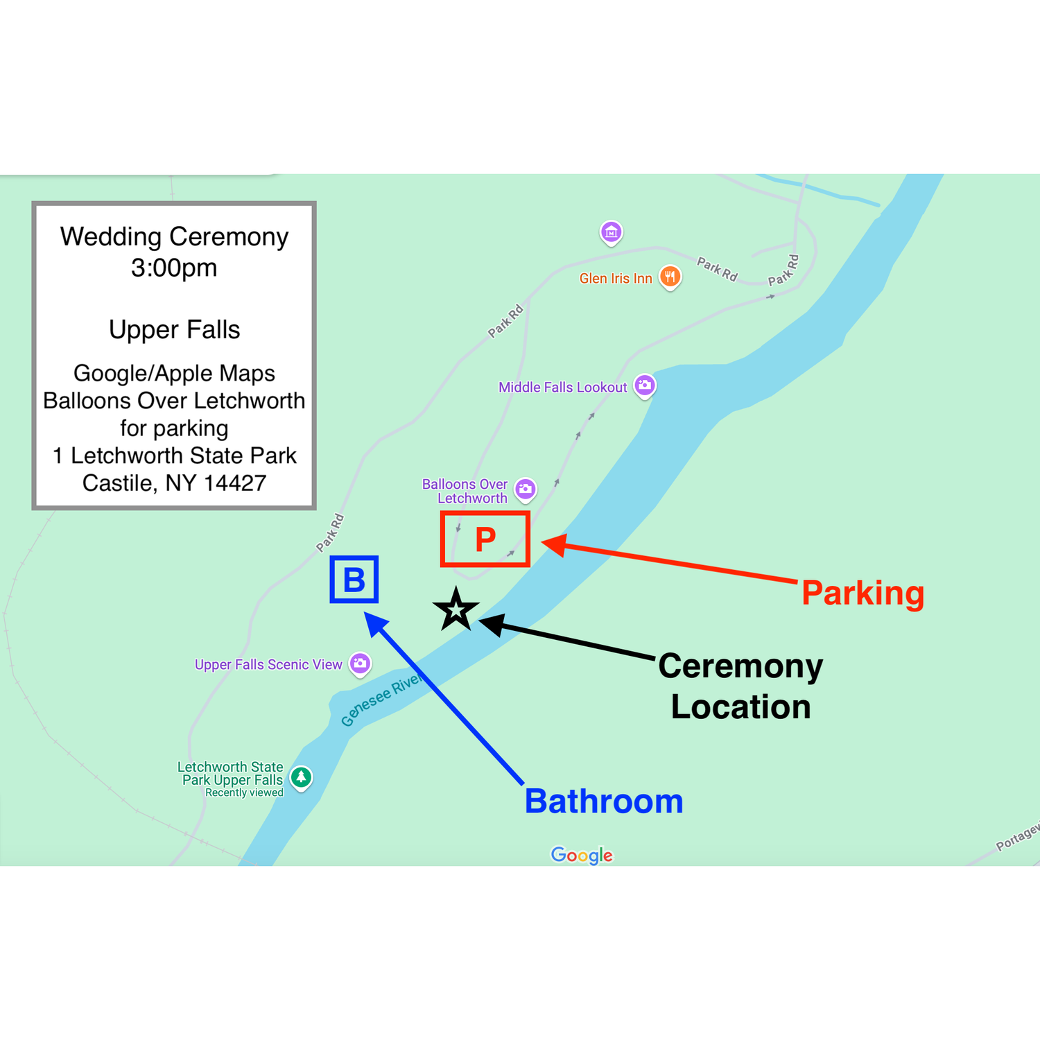 Parking Map for Ceremony