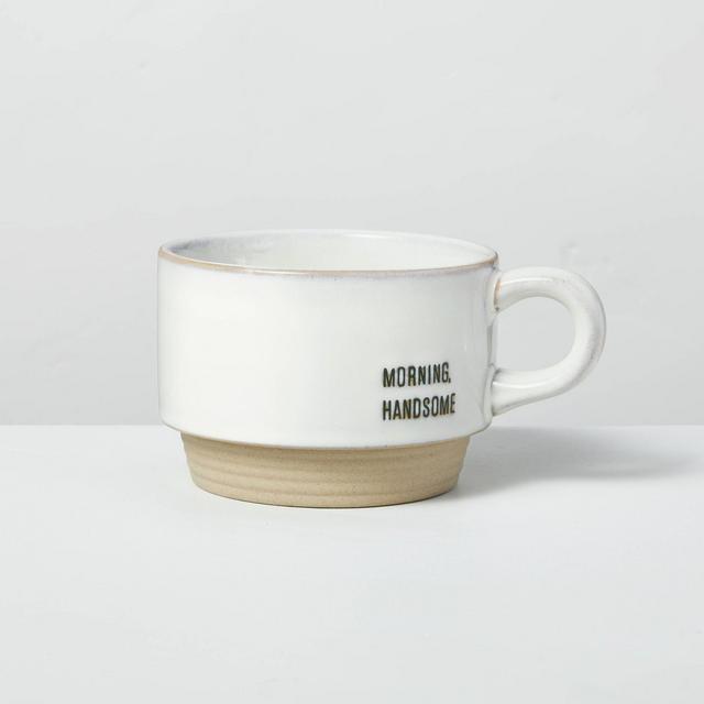 8oz Morning Handsome Stoneware Mug Light Gray/Green - Hearth & Hand™ with Magnolia