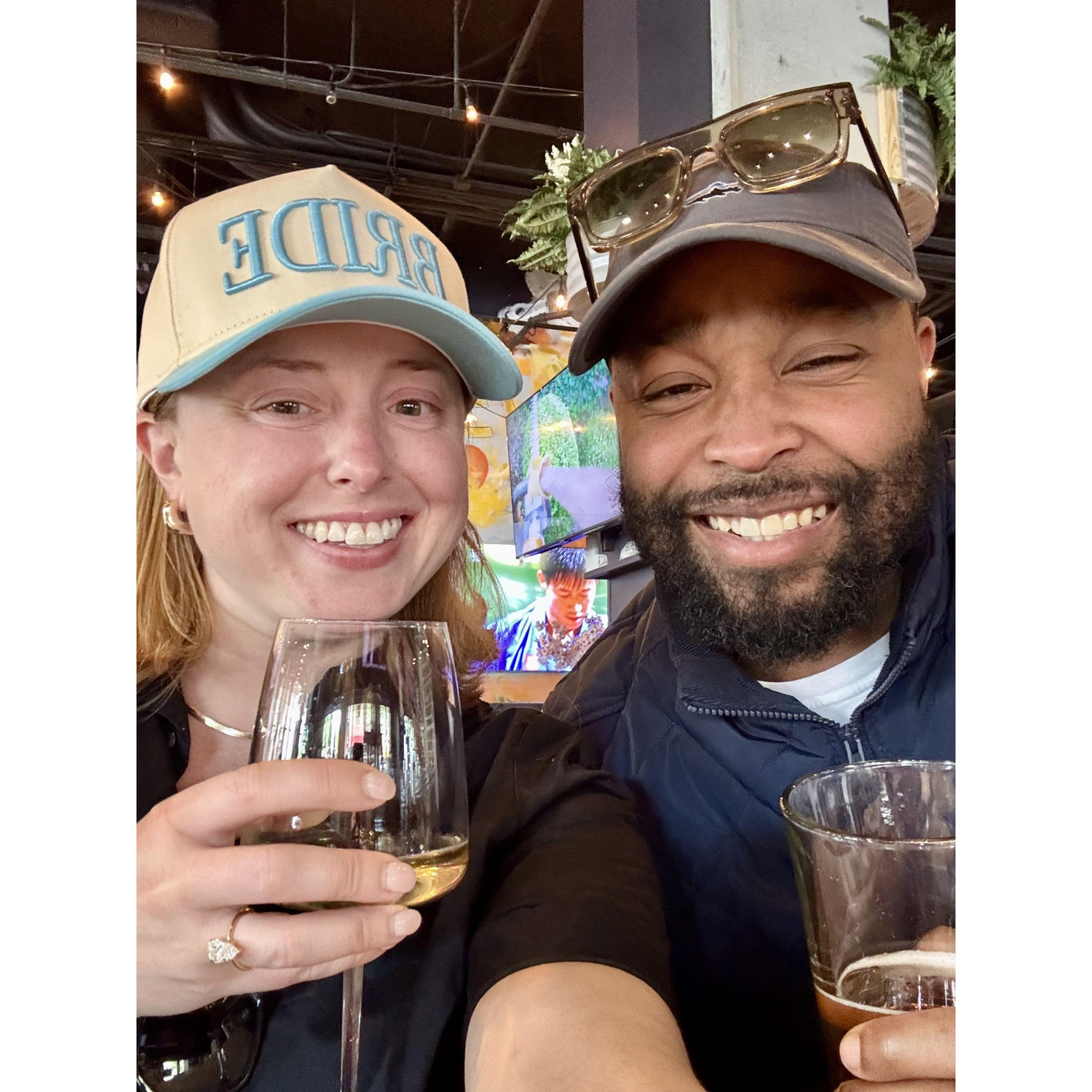 A few days ago celebrating picking our venue after a day of tours!