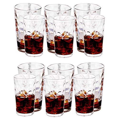 Amlong Crystal Harmony Drinking Glasses Set of 12 pieces, (6 X 12oz, 6 X 16oz)