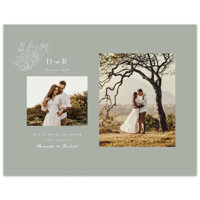 Pale Sage, Green Wedding Digital Save the Date - Orchidea Multiphoto