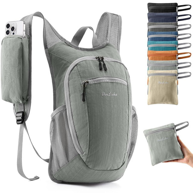 10L Small Hiking Backpack Travel Daypack Lightweight Packable Back Pack for Women Men(Light Grey)