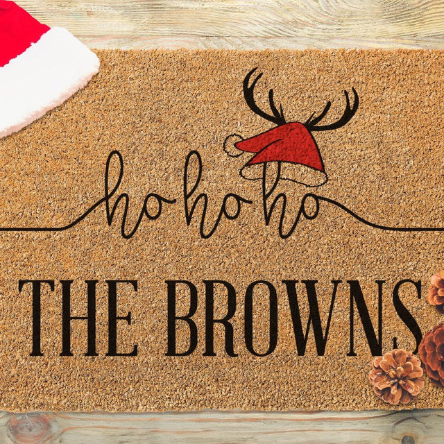 Personalized Christmas Doormat w/ Family Name - 6 Designs, 3 Sizes - Christmas Decor, Merry Christmas Welcome Mat