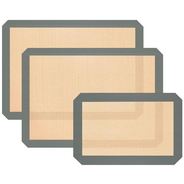 Silicone Baking Mat, Set of 3 Reusable Non-Stick Food Safe Baking Sheets for Cookies, Bread and Pastry, Baking Supplies for Oven