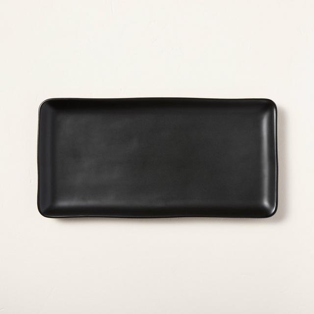 Large Rectangle Matte Stoneware Serve Tray Black - Hearth & Hand™ with Magnolia
