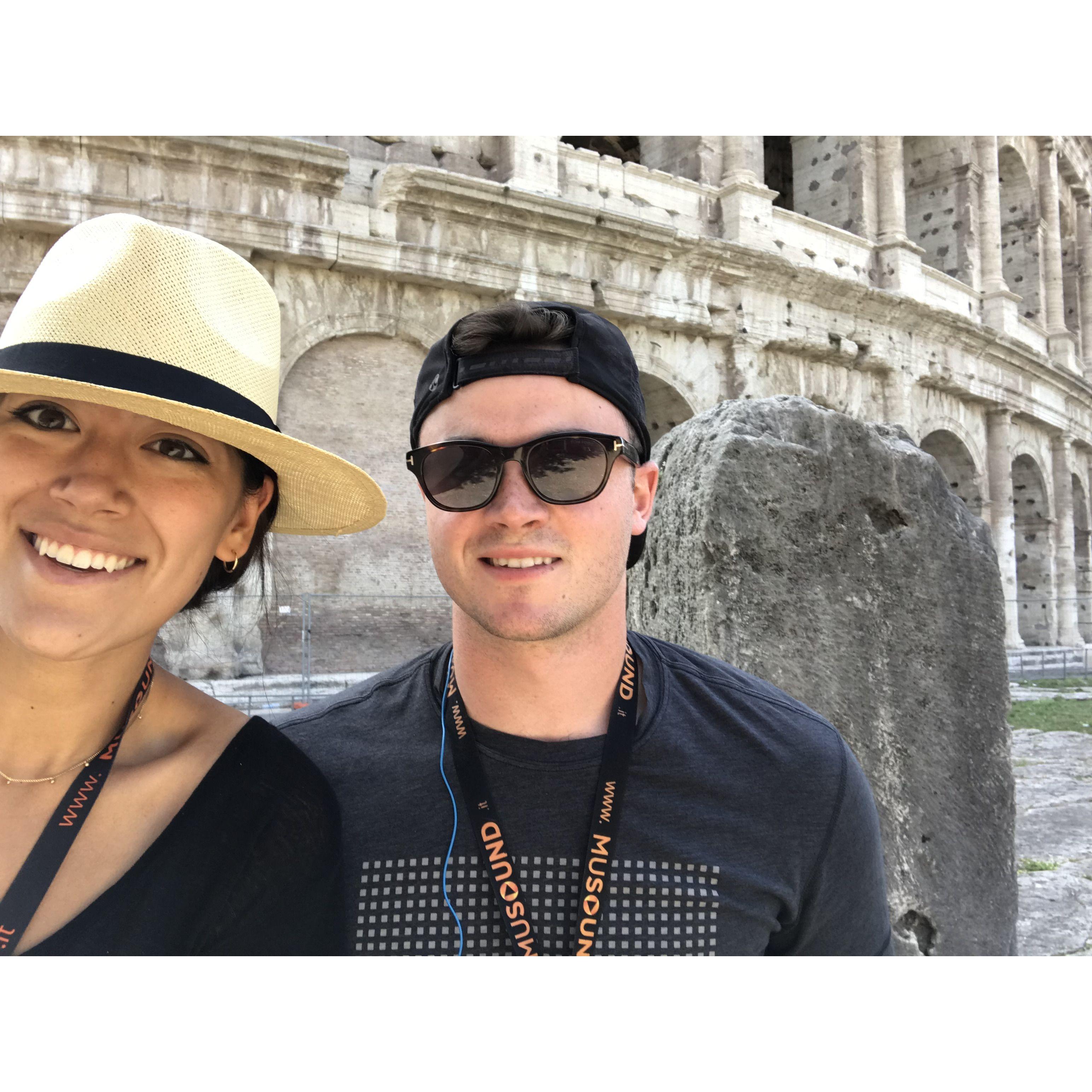 Our first trip to Europe together, featuring the colosseum.
