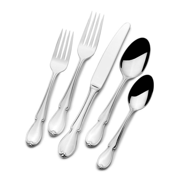 Mikasa 20pc Marseille Flatware Set: 18/10 Stainless Steel, Traditional Style, Dishwasher-Safe, Service for 4, Silver