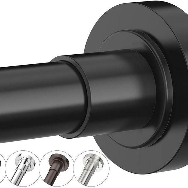 Shower Curtain Rod Adjustable 29-62 Inches, Spring Tension Shower Rod Stainless Steel 1 Inch Diameter Telescoping Curtain Rod for Bathroom, Windows Wardrobe, Non Slip, No Drilling, No Rust, Black