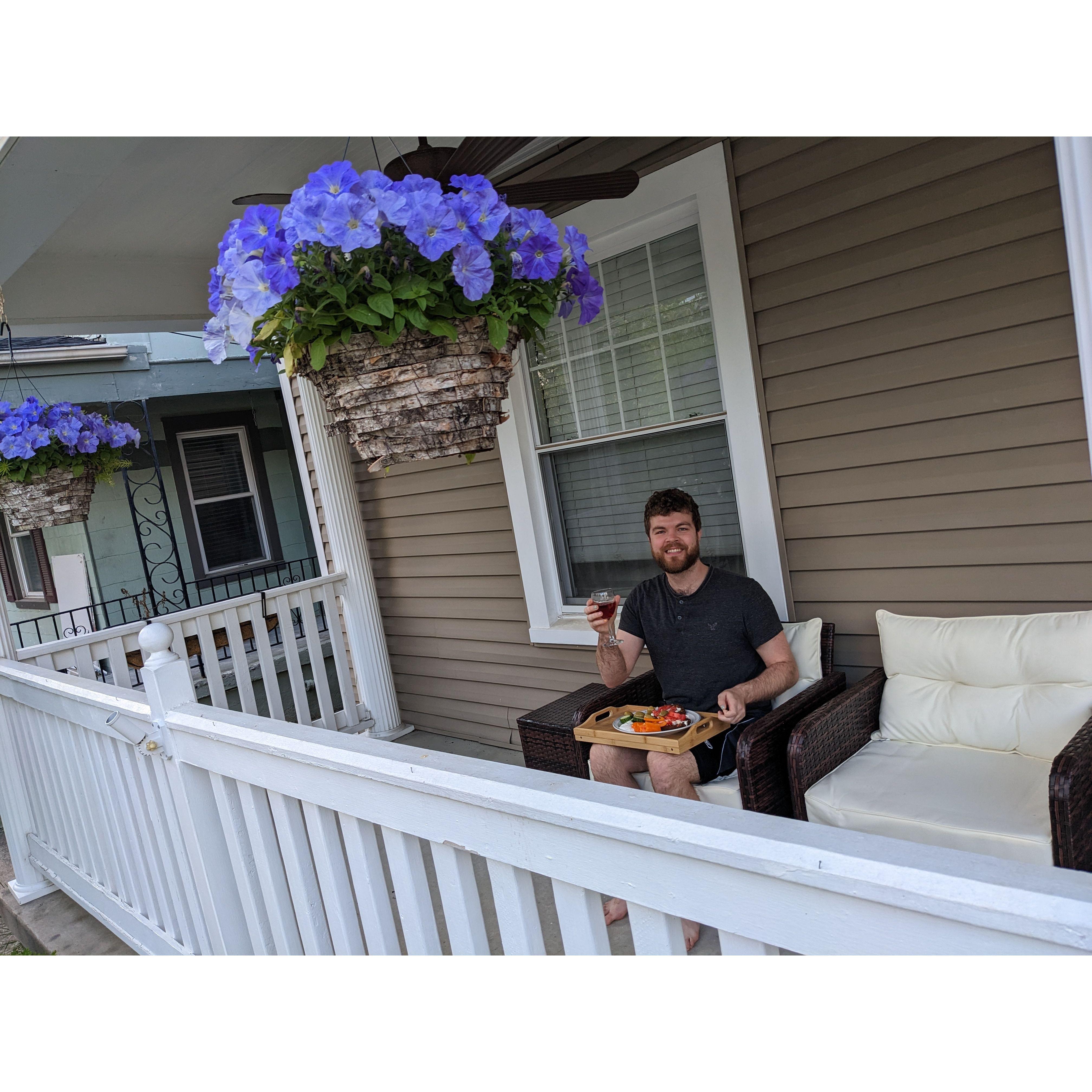 We love to sit outside on our front porch!