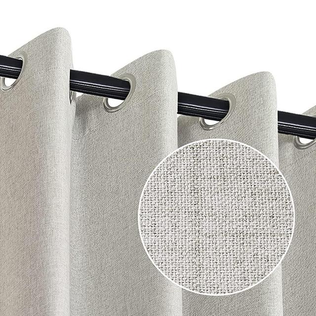 RHF Blackout Curtains for Bedroom, Primitive Linen Look, 100% Blackout Curtains Linen Blackout Curtains, Grommet Curtains for Living Room, Burlap Curtains-2 Panels (50x84 Beige)