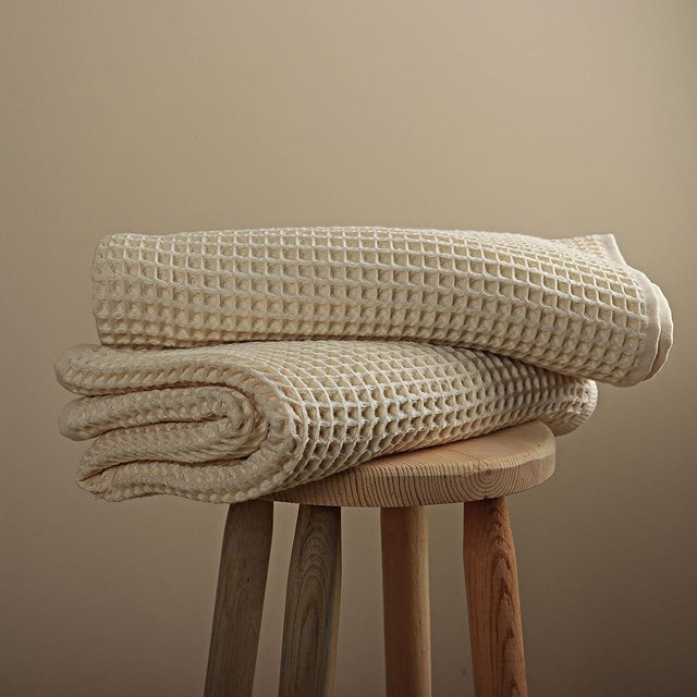 Püskül - Luxury Soft Turkish Cotton Bath Towels, Honeycomb Weave, 32X63 Inches 2-Pack (Natural Beige)