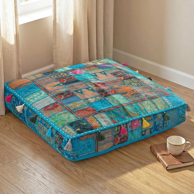 THE ART BOX 35" X 35" Large Boxed Shaped Premium Hypoallergenic Square Stuffer Best for Meditation Floor Pillow Cover, Mandala Ottoman Cushion, Dog Beds, Lounger, Pet Beds