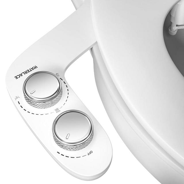 Waterlace Ultra-Slim Bidet Attachment for Toilet, Self-Cleaning Dual Nozzles Non-Electric Bidet for Toilet, Adjustable Water Pressure for Hygienic Rear & Feminine Wash, Easy Installation (White)