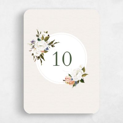 Beige Rounded Wedding Table Number - Octavia