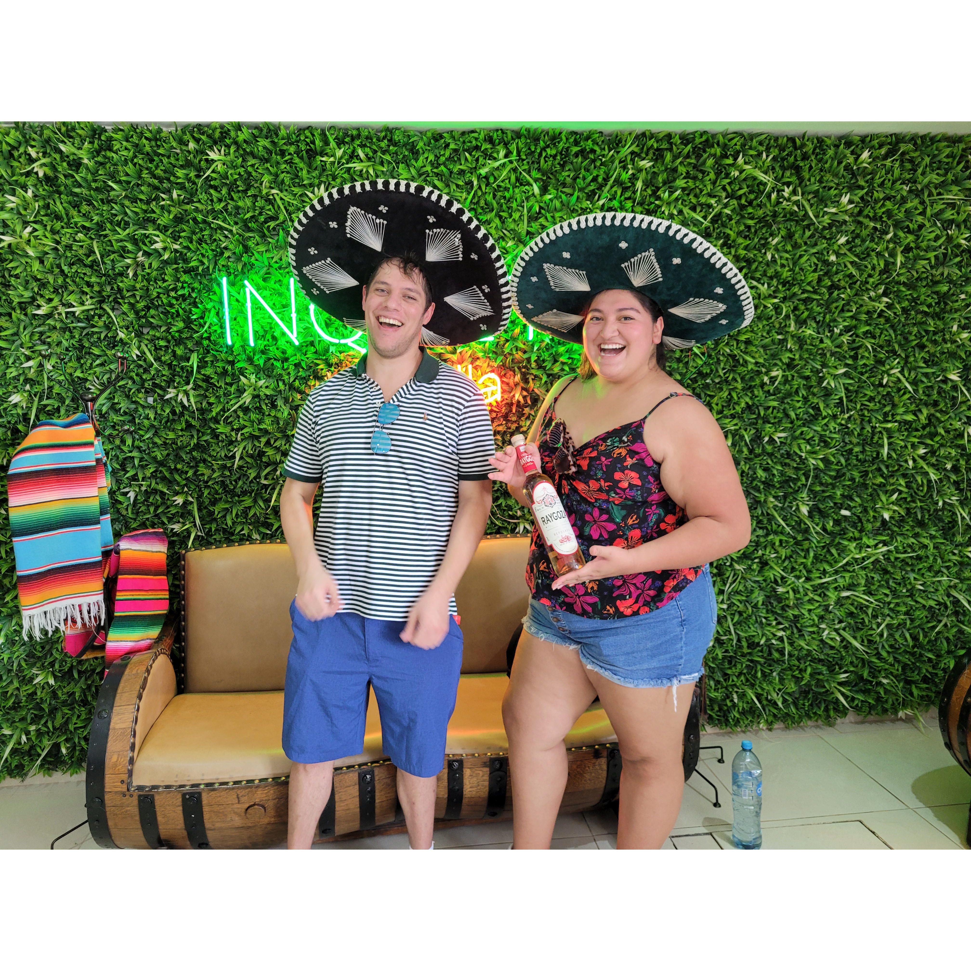 Getting to know Mexico at a tequila distillery. The photographer told Jesse to try to look mean, like a telenovela male lead. Lol!