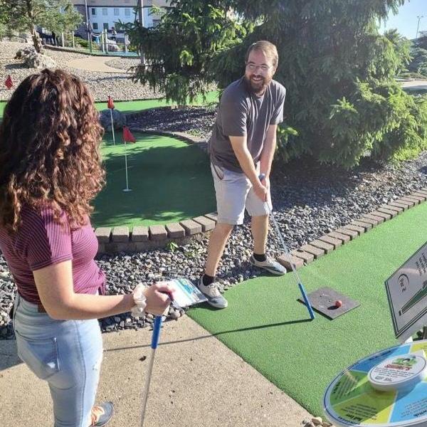 When we found out Niko was weirdly good at putt putt golf.