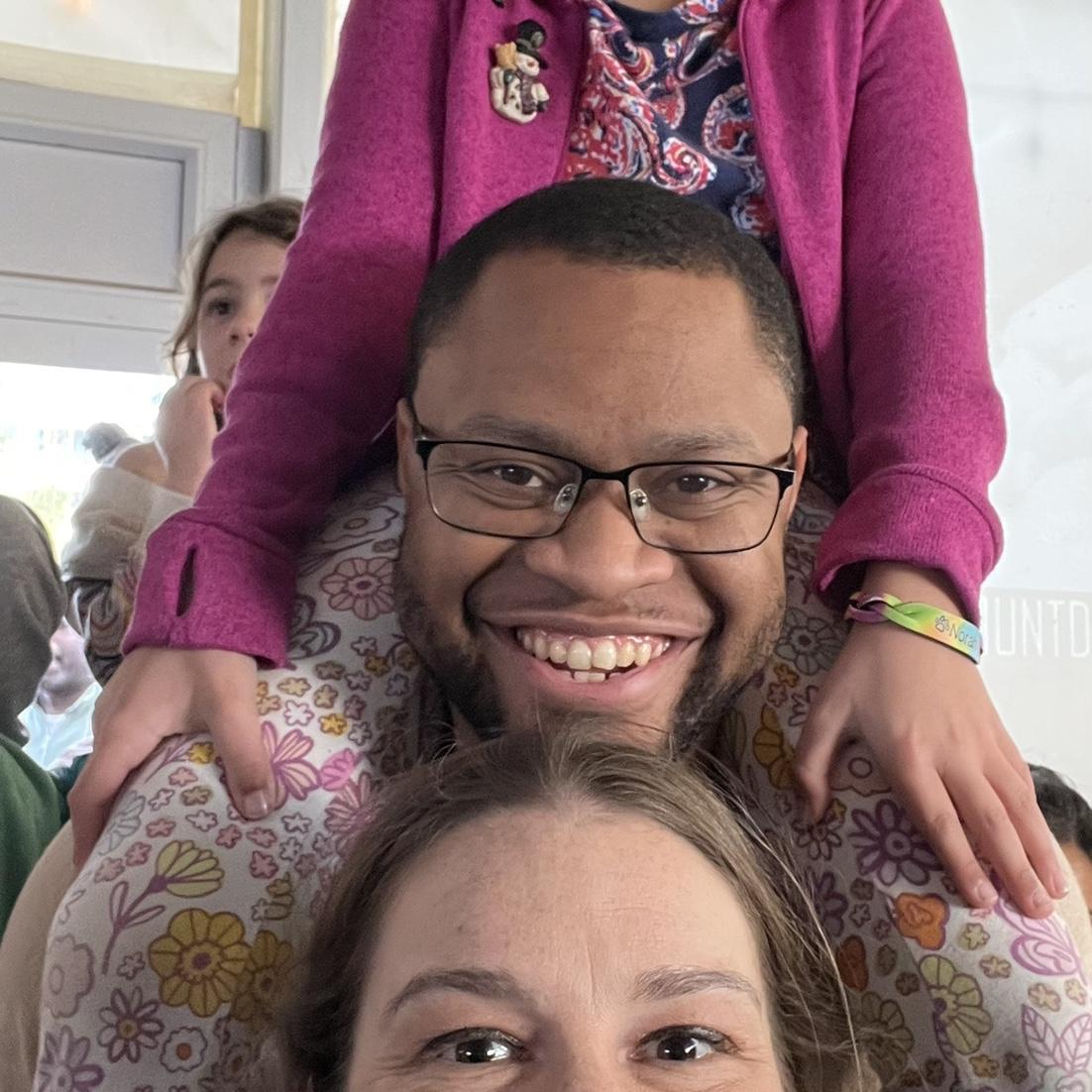 Our attempt at a selfie at New Year’s Eve party with a noon balloon drop.