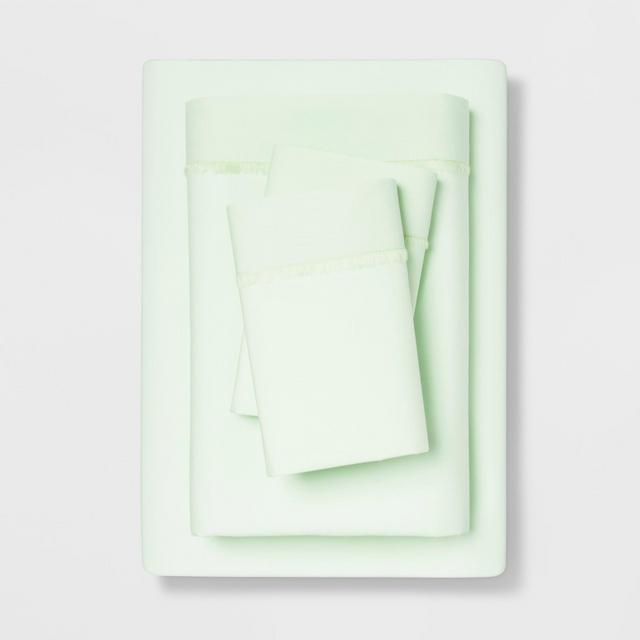 California King Cotton Percale Solid Sheet Set Mint - Opalhouse™