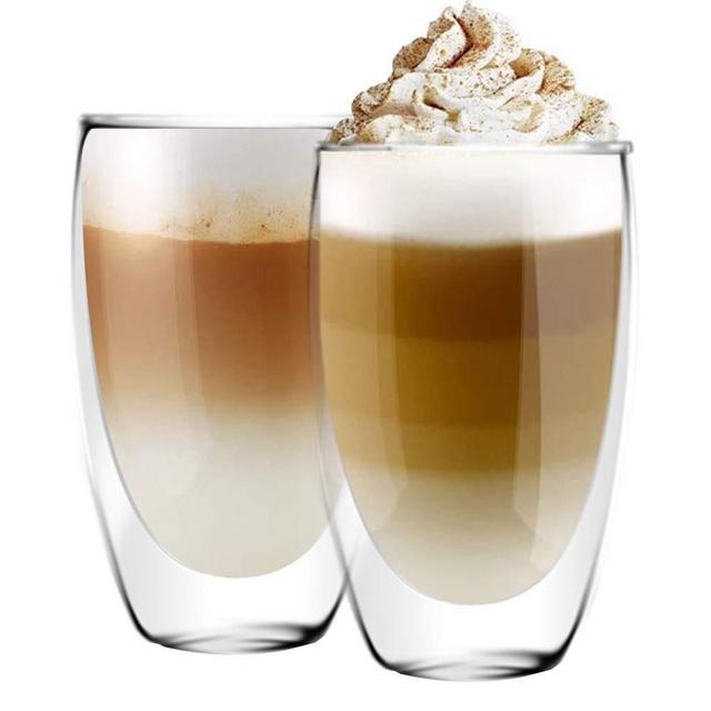 [6-Pack,15 Oz]DESIGN•MASTER-Premium Double Wall Insulated Glass, Coffee or Tea Glass Mugs, Thermo Insulated Glass, Perfect for Latte, Cappuccino, Americano, Tea and Beverage.