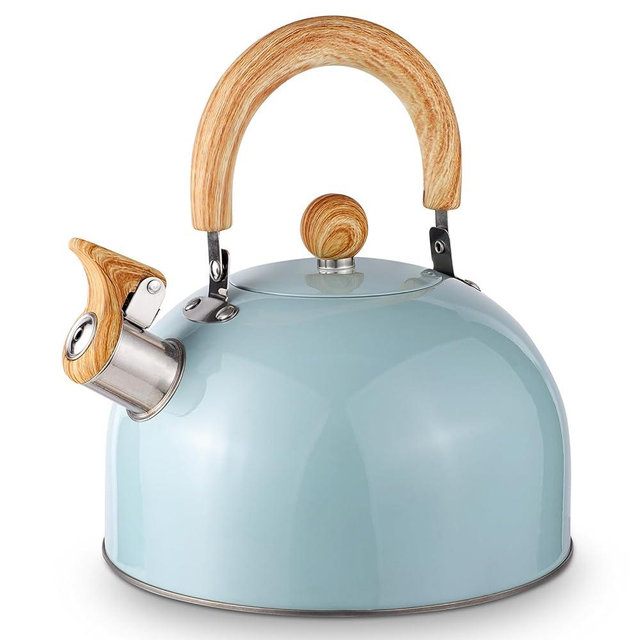 Whistling Tea Kettle for Stovetop, 2.6 Quart Surgical-Grade Stainless Steel Tea Pot Kettles, Rapid Boiling Teapot with Stay-Cool Ergonomic Handle, Perfect for Home & Kitchen - Turquoise