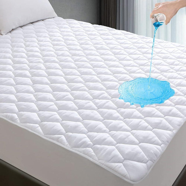 Lunsing California King Mattress Protector, Waterproof Breathable Noiseless California King Size Mattress Pad with Deep Pocket for 6-18 inches Mattress, White