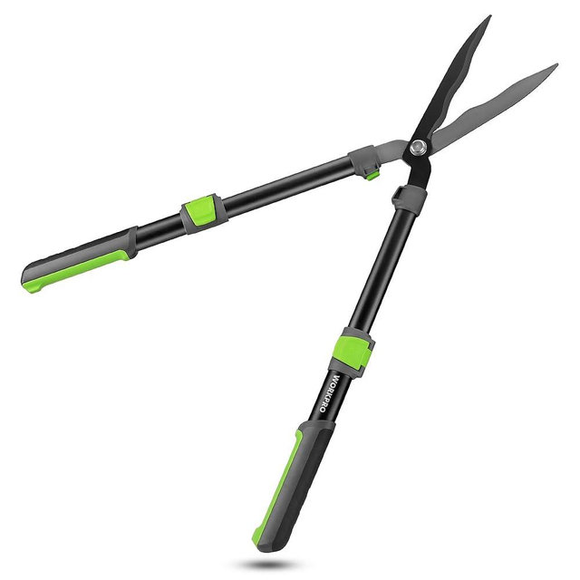 WORKPRO Extendable Hedge Shears, 25"-33" Manual Hedge Clippers, Professional Bush Cutter, Gardening Pruners Scissors, Hedge Trimmers, Shears Gardening Tools for Pruning Borders & Shrubs