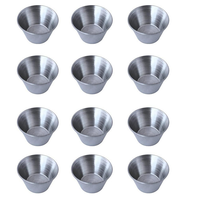 Stainless Steel Portion Cups Sauce Cups, 2.5 oz, Silver