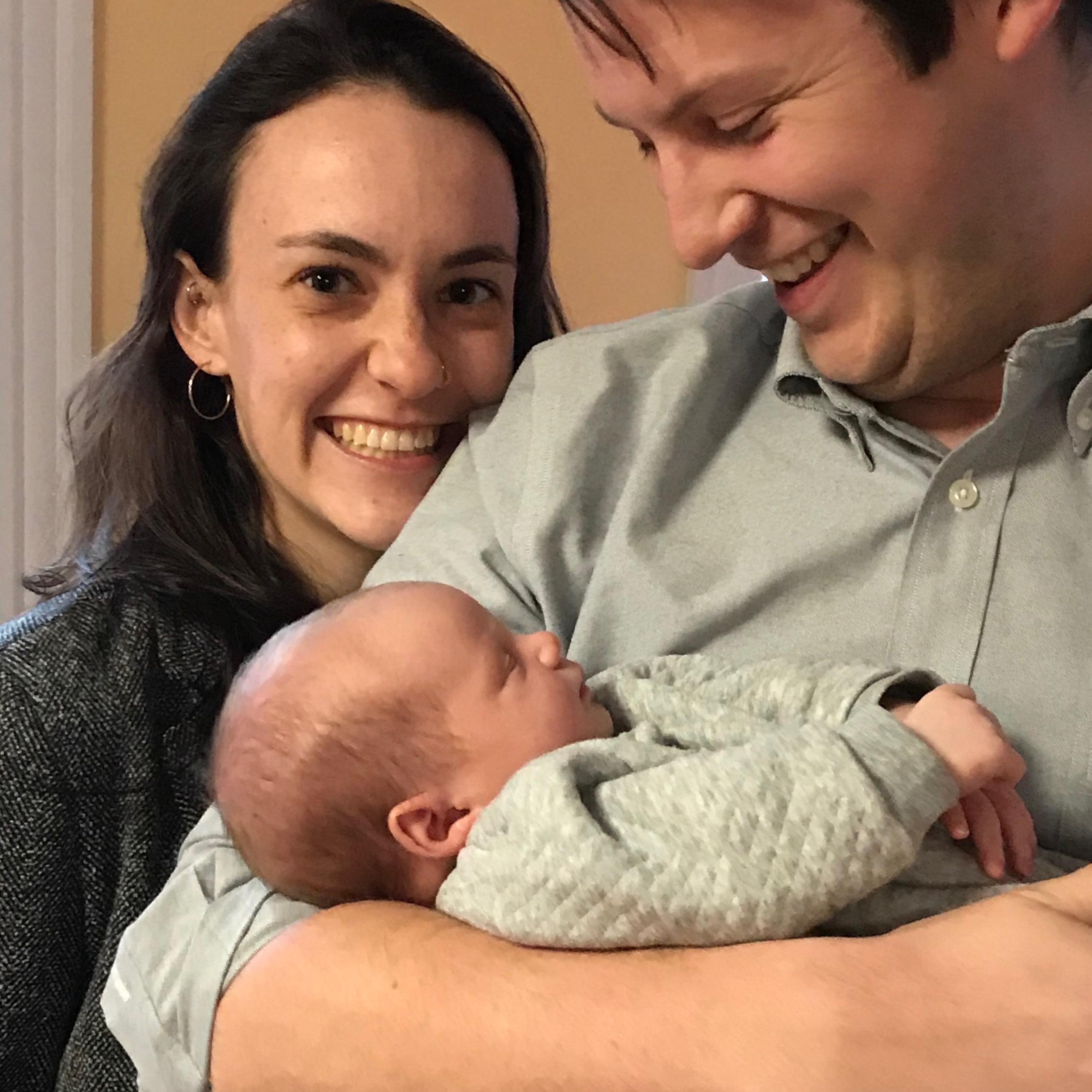 Uncle Evan and Baby Jonathan! (And Megan, very excited.)