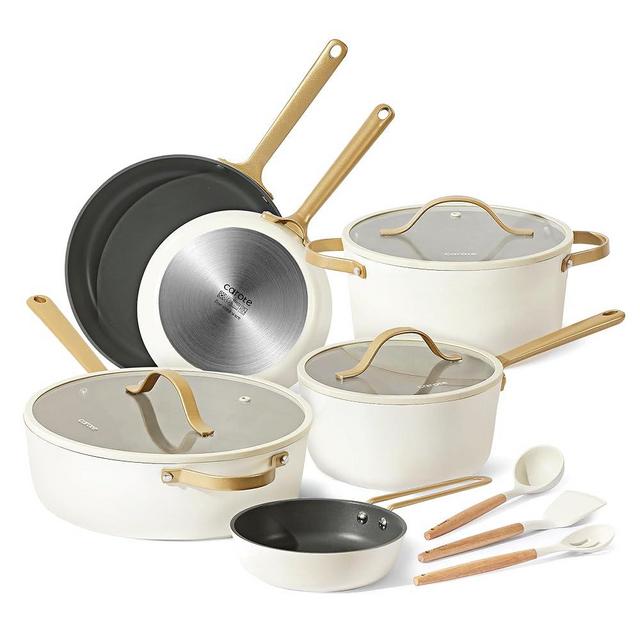 CAROTE 12PCS Saudi Collection Nonstick Cookware Set, Pots and Pans Set Non Stick, Dishwasher Safe, Oven Safe Up to 500°F, Cream White