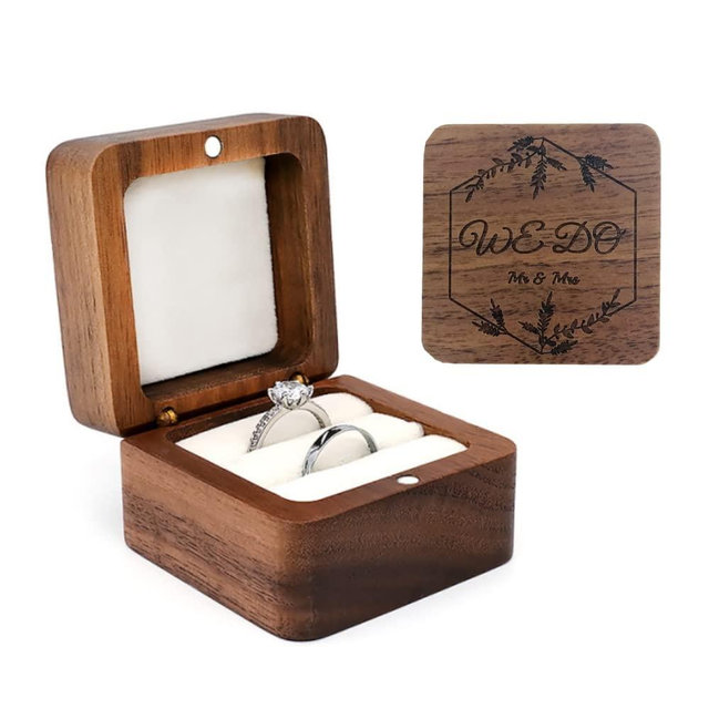 molchagar We Do Wooden Wedding Ring Box for 2 Rings, Engraved Mr & Mrs Double Ring Holder for Wedding Ceremony Ring Bearer Box Anniversary Birthday Gift Ideas
