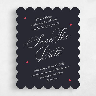 Black Scalloped Wedding Save the Date - Estate Portrait