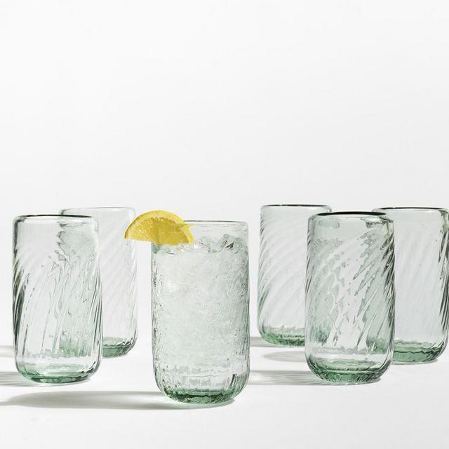 Twist Recycled Glass Tall Drinking Glasses, Set of 4