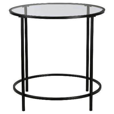 Soft Modern Round Side Table - Black/Clear Glass - Sauder