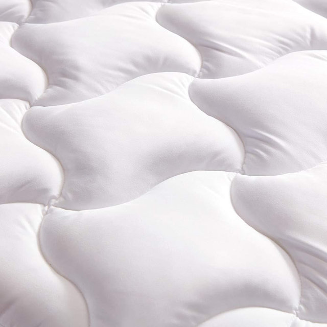 SLEEP ZONE Cooling Mattress Topper King Quilted Fluffy Soft Mattress Pad Fitted Pillow Top Mattress Protector Cover Deep Pocket 8-21 inch, White, King