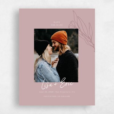 Grayed Mauve, Pink Wedding Save the Date - Pistoia Photo