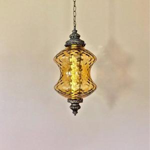 Mid Century Vintage Swag Lamp / Vintage Swag Light / Vintage Amber Glass Globe / Hanging Swag Light / Hanging Light / Swag Lamp