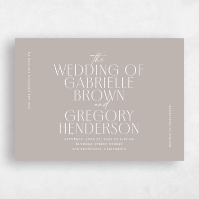 Greige, Brown Wedding Invitation - Brooklyn Landscape