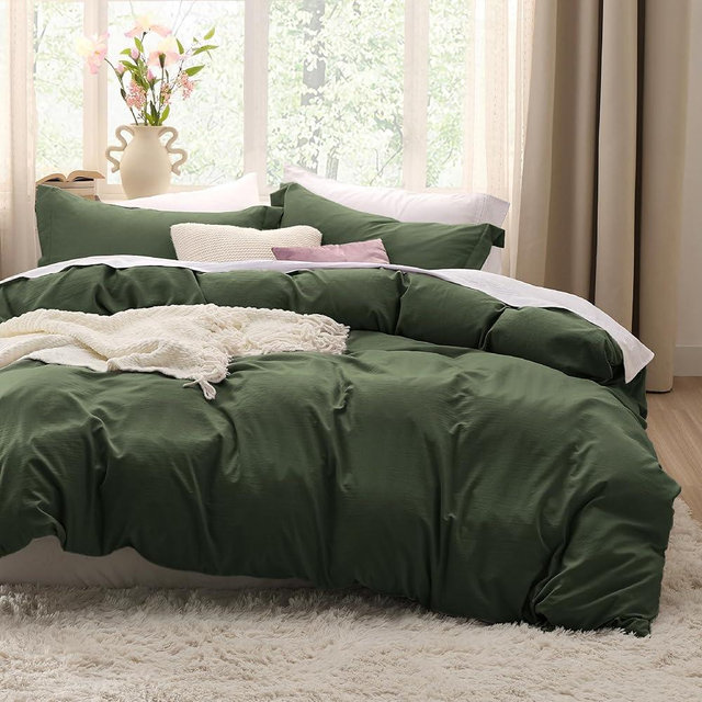 Bedsure Olive Green Duvet Cover King Size Only - Prewashed Extra Soft All Season Bedding, Includes 1 Duvet Cover 104x90 Inches with Zipper Closure, Comforter Not Included