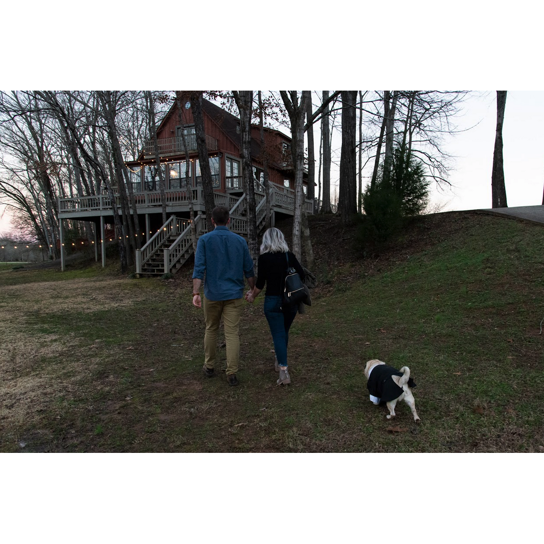 Walking back to the surprise inside the house. (little did I (audry) know both our families were waiting inside!)